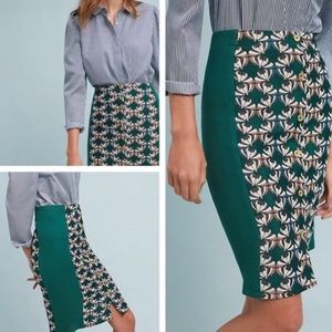 Dolan Anthropologie  Devlin Green Pencil Skirt Brocade size M